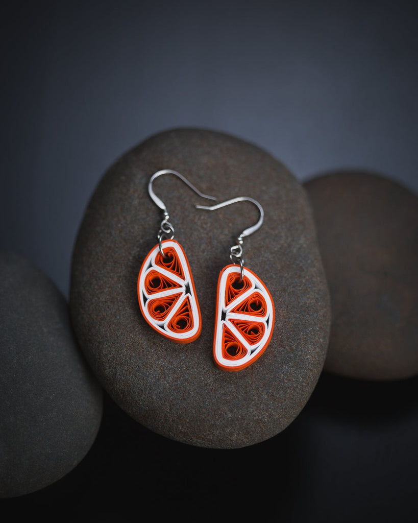 Orange Paper Quilling Earrings