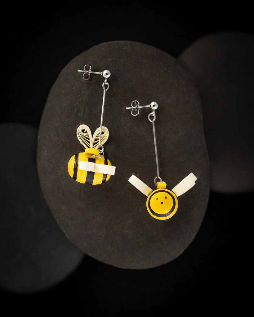 Brahmara - Bumble Bee Earrings With Hook