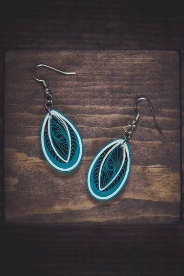 Aqua Paper Earrings