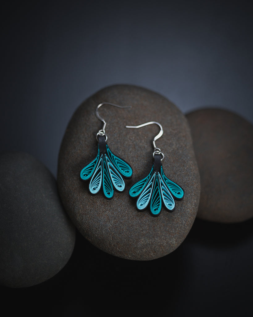 Teal Fan Earrings
