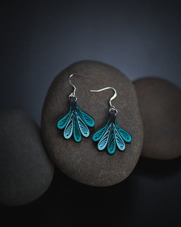 Teal Fan Earrings