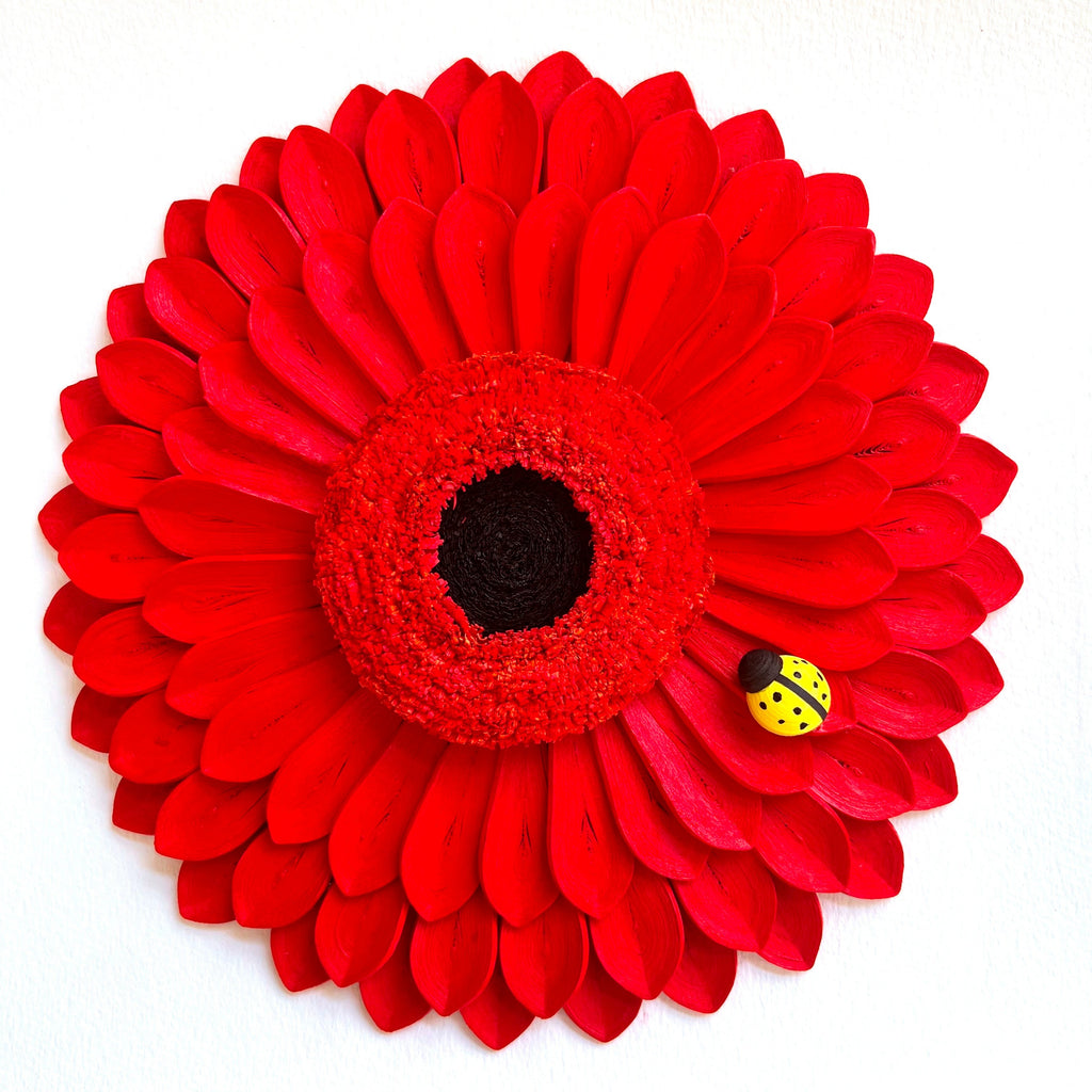 Red Daisy Flower Art