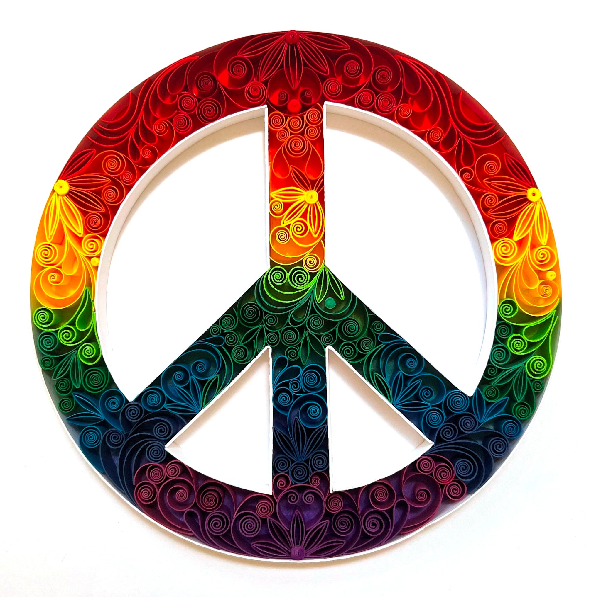 【F3号/手作り額縁入】Symbol of PEACE-平和の象徴- Paper Quilled Peace Sign Pride Art – Paper Sweetly