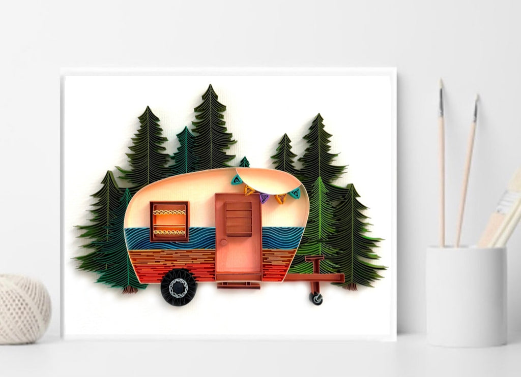 Paper Quilling Camper Van Art