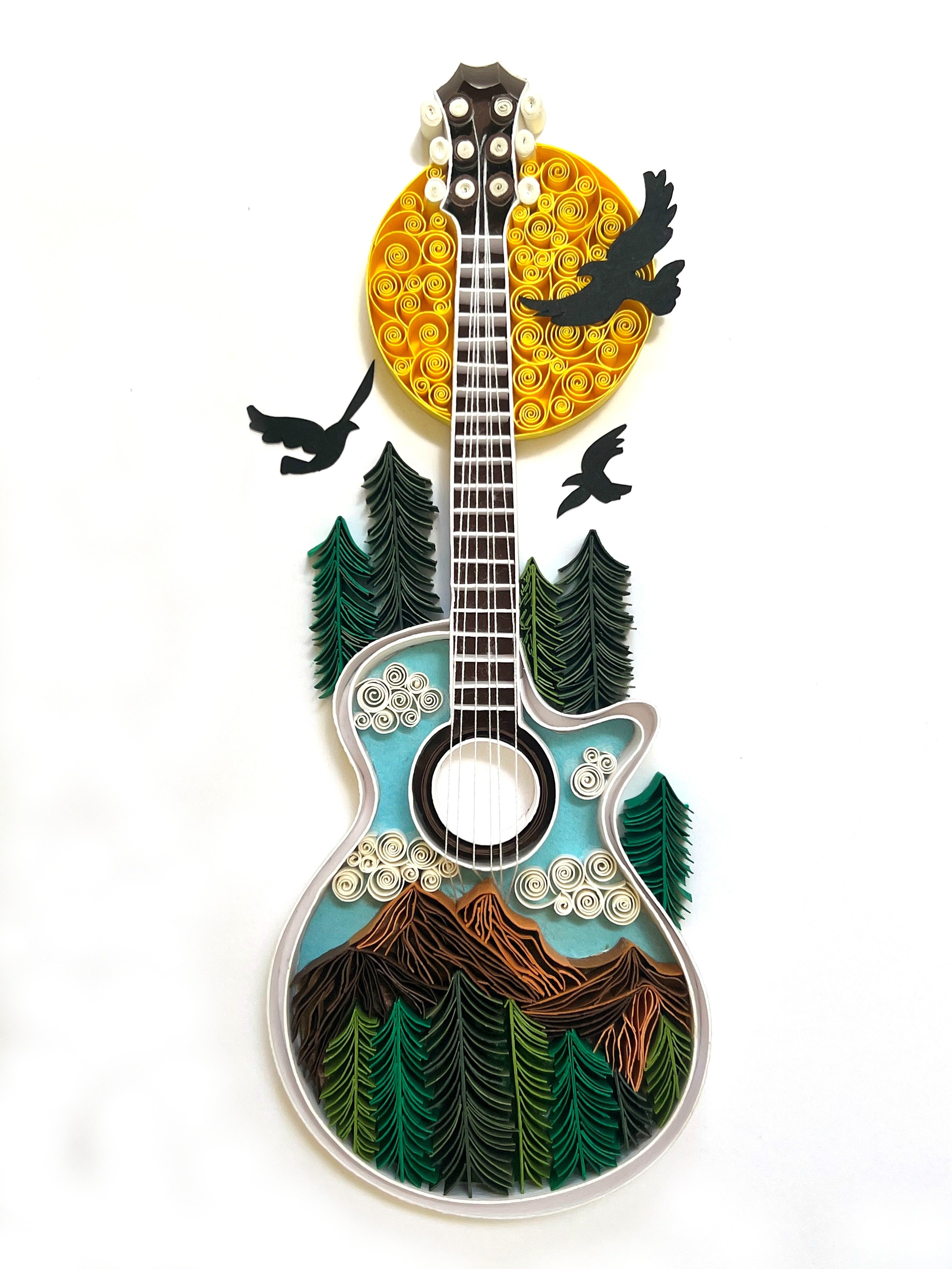 Guitar Paper Quilling Art Decor Music Instruments Art Decor