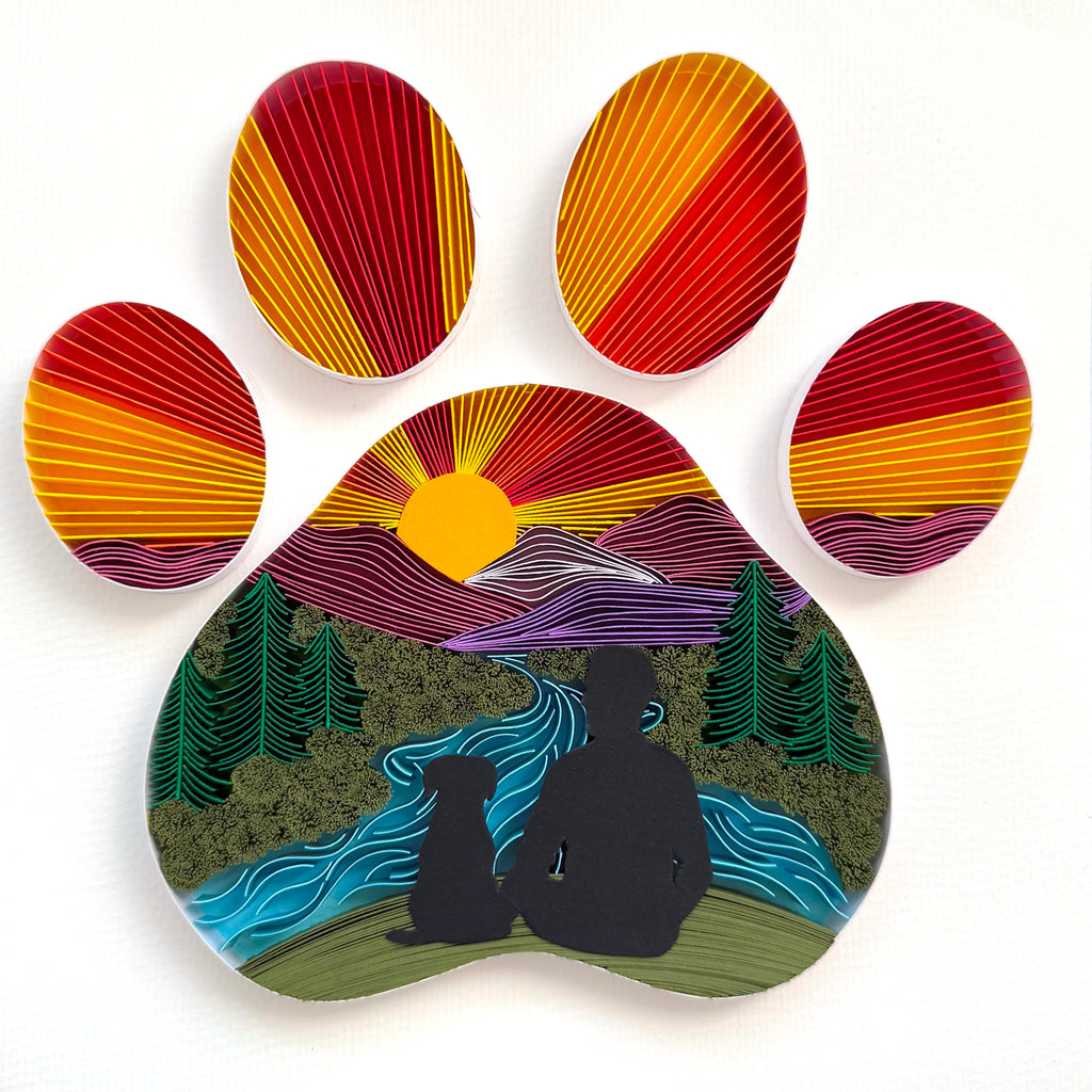 Dog Paw Paper Quilling art Decor