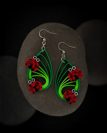 Lady Bug Paper Earrings