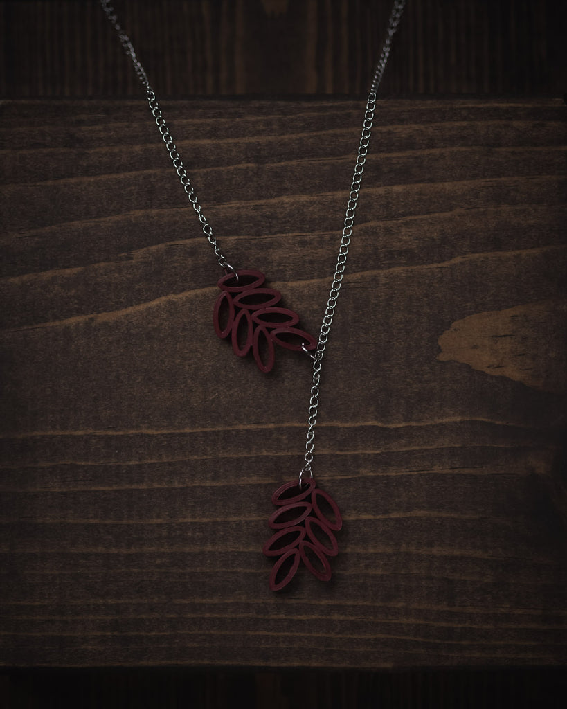 Patra-Maroon Leaf Top Necklace