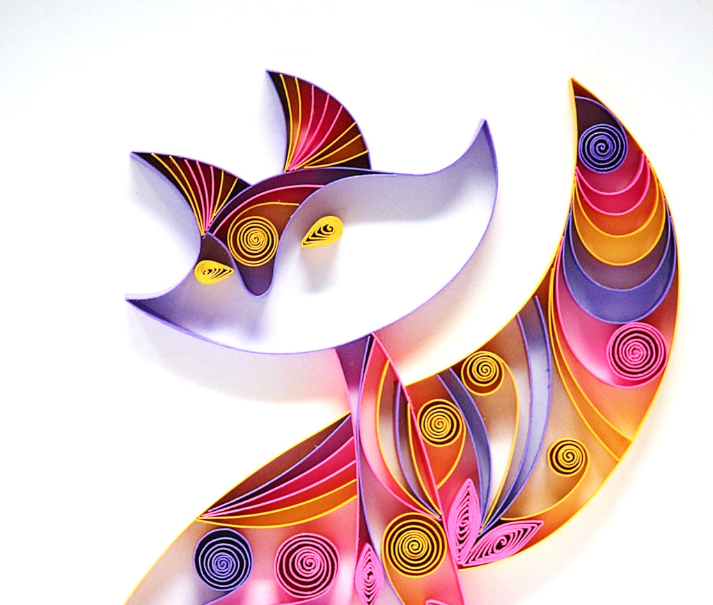 Bidala - Cat, Handmade paper quilling artwork made in California, USA. Sustainable and eco-friendly art work created by an artist in the bay area.