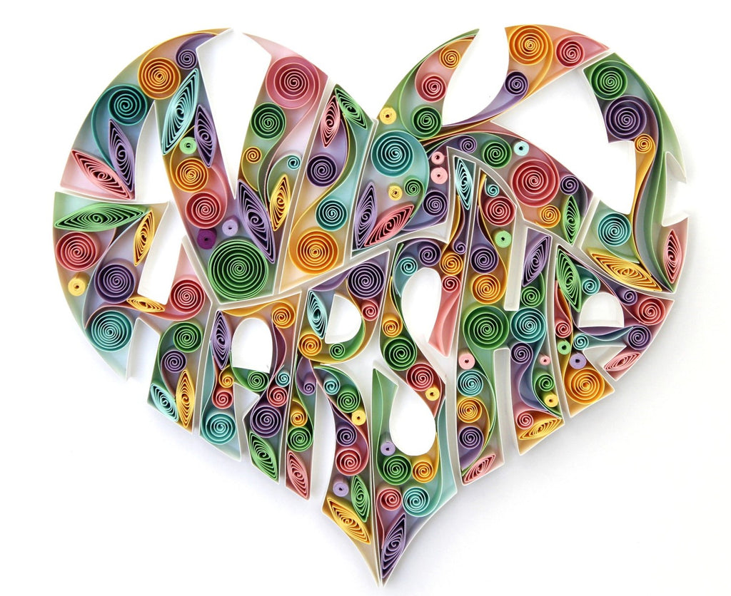 Personalized Couple Names Paper Quilling Name Art, Handmade paper quilling artwork made in California, USA. Sustainable and eco-friendly art work created by an artist in the bay area.