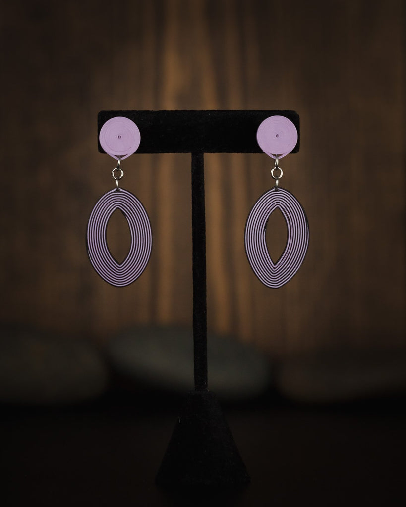 Netra Eye Geometric Light Weight Earrings, handmade paper quilling light weight earrings made in California, USA. Sustainable fashion and eco-friendly earrings.