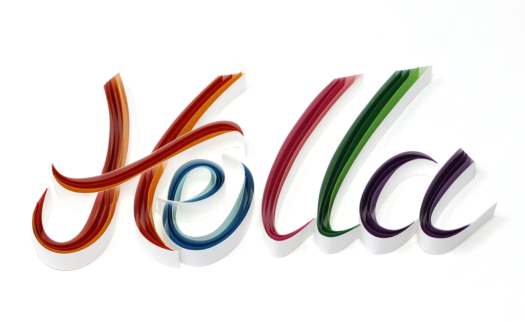 Hella, Handmade paper quilling artwork made in California, USA. Sustainable and eco-friendly art work created by an artist in the bay area.