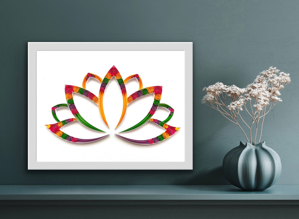 Lotus Paper Quilling Art Frame