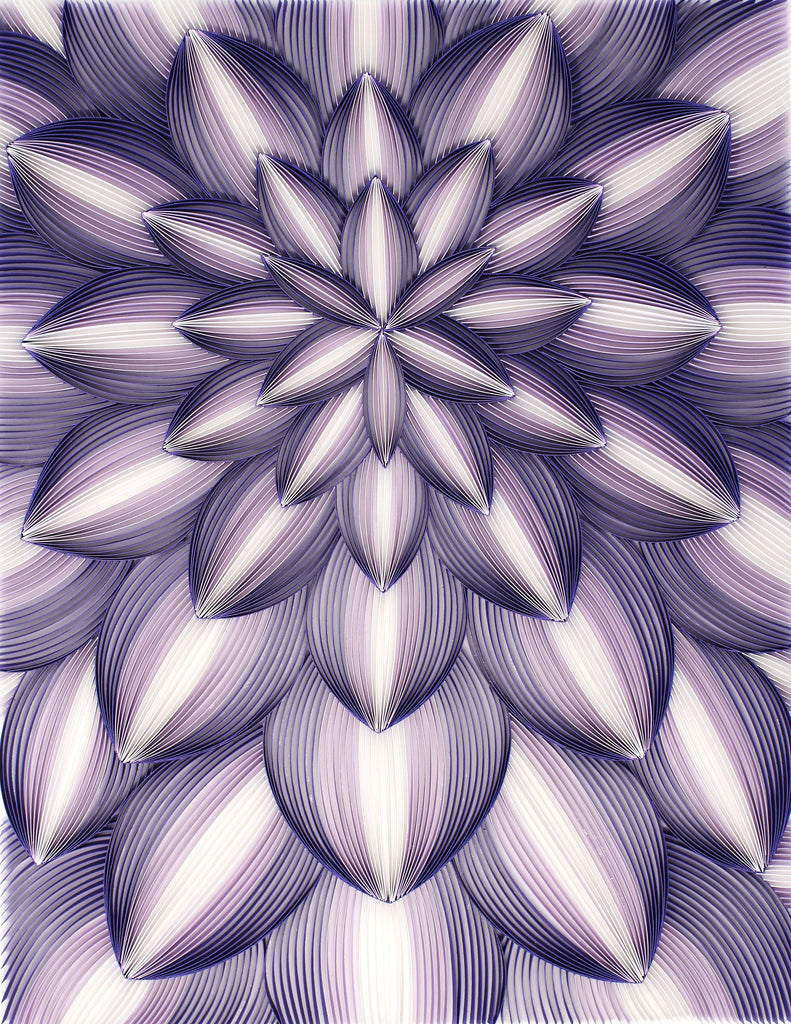 Guha - Purple, Handmade paper quilling artwork made in California, USA. Sustainable and eco-friendly art work created by an artist in the bay area.