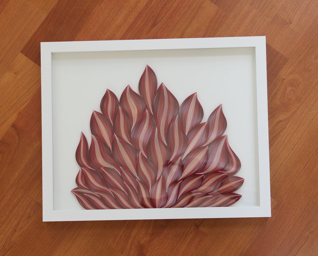 Agni - Fire, Handmade paper quilling artwork made in California, USA. Sustainable and eco-friendly art work created by an artist in the bay area.