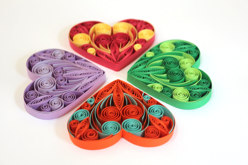 Pyar - Heart, Handmade paper quilling artwork made in California, USA. Sustainable and eco-friendly art work created by an artist in the bay area.