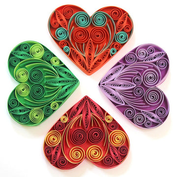 Pyar - Heart, Handmade paper quilling artwork made in California, USA. Sustainable and eco-friendly art work created by an artist in the bay area.